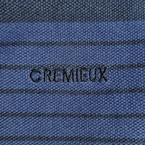 Daniel Cremieux Men's Dk Blu/Blk/White Striped Long Sleeve Cotton Polo Shirt - L - Picture 4 of 10